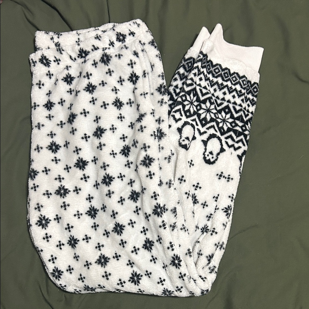 Cozy White and Black Snowflake Pajama Pants
